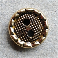 Metal guld retro knap 2 huller genbrug 11 mm. 